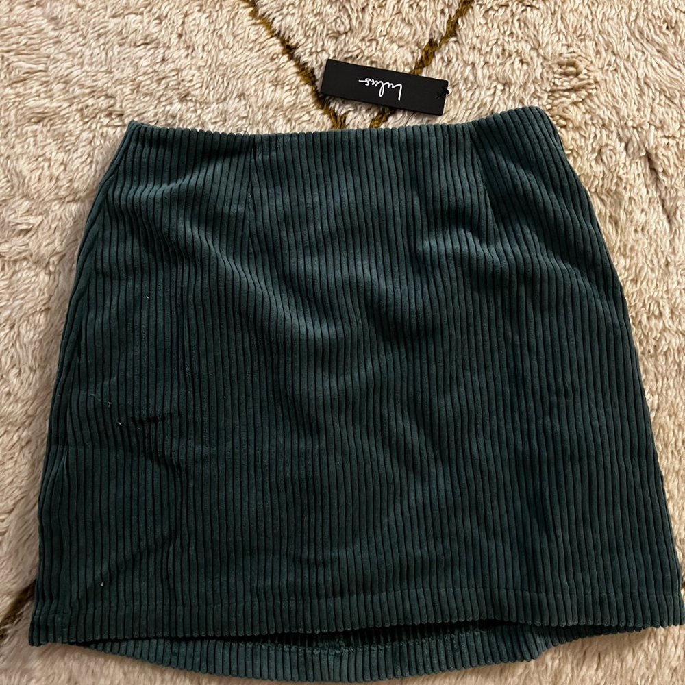 LuLu's Corduroy Green Mini High Waisted Skirt